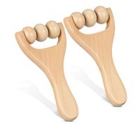 HEALEEP 2 Pezzi Wooden Foot Massager Roller Ergonomic Handle Compact Body Acupoint Massagers For Neck Shoulder Back Relief