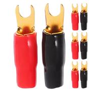 HEALEEP 4 Paia Connettori Adattatori a Forcella 0ga in Ottone per Cavi Amplificatori e Altoparlanti, Terminali Elettrici a Crimpare Resistenti per Impianti Audio Auto e Modifiche