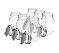 HEALEEP 6 pezzi Barattoli in Vetro con Coperchio Ermetico Contenitori per Conserve Bocca Larga Vasetti Trasparenti per Marmellate Dolci e Salse per Casa e Ristoranti