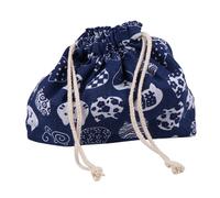 HEALEEP Borsa Bento Giapponese Spessa e Lino con Cordino Portapranzo Leggera e Portatile per Ufficio Picnic e Blu con Bianco