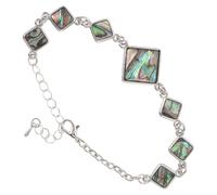 HEALEEP Bracciale a Maglie Regolabile da Donna con Forme Geometriche a Rombo, Gioielli in Conchiglie di Abalone Colorate, Braccialetto Estensibile per Look Estivi e Matrimoni in Spiaggia