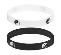 HEALEEP Braccialetti in Silicone 2 Pezzi Yin Yang Stile Tai Chi Unisex Nero Bianco per Uso Quotidiano e Sport
