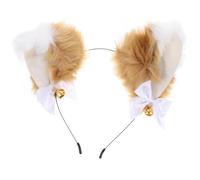HEALEEP Cerchietto per Chioma con Orecchie di Volpe e Gatto Peluche Marrone con Campanellino, Decorativo e Adatto la Maggior Parte delle Teste, per Feste e Compleanni
