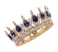 HEALEEP Copricapo Corona Barocco Oro Strass, Corona da Sposa Rotonda per Feste e Festival, Accessori Chioma per Donne e Principesse