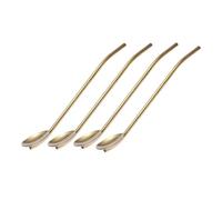 HEALEEP Cucchiai da Bar in Acciaio Inox 304 Dorati 4 Pezzi Cannucce per Mescolare e Filtro Caffè, Superficie Lucidata, Manico Ergonomico, per Bar, Ristoranti e Uso Riutilizzabile