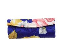 HEALEEP Custodia Per Rossetto Floreale Ricamata in Seta Con Specchio, Mini Borsa Portatile Per Trucco Da Viaggio Vintage, Organizer Multifunzionale Per Donne e Ragazze, Colore Blu Scuro