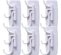 HEALEEP Ganci Adesivi da Rotanti a 180° Resistenti e Montati a Muro Set di 6 in Plastica Bianca per Bagno Salvaspazio