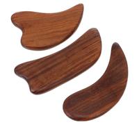 HEALEEP Massaggiatore Corporeo in Legno Naturale 3 Pezzi Gua Sha Set Piastra Raschiante a Forma di Diamante, Cuore e Mezzaluna per Viso e Corpo, Strumento per Massaggi e Benessere,
