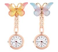 HEALEEP Orologio da Infermiera da Tasca Donna Clip Decorazione Farfalla, Quarzo Sicuro e Pratico, Set 2 Pezzi per Uso Medico e Infermieri in Guardia, Accessorio Moda per Divisa
