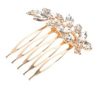 HEALEEP Pettine per Chioma da Sposa Laterale Strass e Foglie Dorate Accessorio Decorativo per Chioma da Donna Matrimonio per Feste e Cerimonie Compatibile