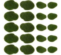 HEALEEP Set 24 Pezzi Pietre Muschio Artificiali Floccate, Pietre Decorative Micro-Paesaggio, Dimensioni Miste 3-7 Cm, Accessori per Bonsai e Decorazioni Giardino Casa