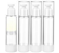 HEALEEP Set 4 Barattoli per Shampoo da Viaggio 100ml in Plastico Trasparente Pompa Airless, per Lozioni e Prodotti Skincare Uso Quotidiano