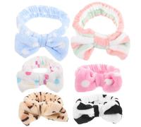 HEALEEP Set 6 Pezzi Fasce per Chioma Donna in Cotone Riutilizzabili Fascia per Trucco e Lavaggio Viso Multiuso Fiocco Colore Assortito per Cura della Pelle e Bellezza