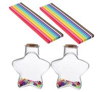HEALEEP Set Bottiglie dei Desideri a Forma di Stella Trasparenti, Mini Bottiglie di Plastica con Tappo di Sughero, Kit Decorativo Fai da Te con Carta Origami per Arredamento Casa e Regalo