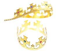 HEALEEP Set Di 2 Corone Da Re E Regina Per Bambini - Corone Dorate E Tiara Per Accessori Per Costumi E Accessori Per Cabine Fotografiche A Tema Reale - Accessori Per Cabine Fotografiche