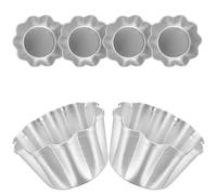 HEALEEP Stampi da Forno in Alluminio per Dolci e Budini, Set 6 Mini Stampi per Crostate e Muffin Antiaderenti, Accessori Cucina per Preparazioni Professionali e Casalinghe