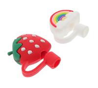 HEALEEP Tappi Antipolvere Coperture per a Forma di Fragola e Arcobaleno 2 in Silicone per Rosso, Resistente al Freddo di Perdite Decorativi e Riutilizzabili