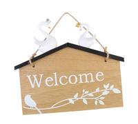HEALEEP Targhetta Benvenuto in Legno Solido con Coppia di Cigni Bianchi Decorazione Parete per Porta Ingresso e Interni Casa per Matrimonio Compleanni e Regalo Casa