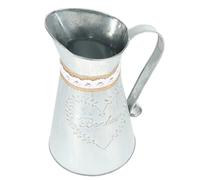 HEALEEP Vaso Vintage in Ferro Decorativo e Funzionale Design a Forma di Cuore, Brocca Rustica Argento per Decorazioni Casa, Giardino e Ufficio