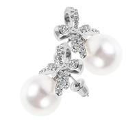 Healeved 1 Paio Orecchini di perle Orecchini brillanti orecchini a campana orecchini con strass a fiocco orecchini pendenti con perle Orecchini a prua lega Silver