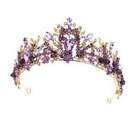 Healeved 1 Pc Di Cristallo Viola Accessori Per Con Strass Dama Donne Diademi Nuziali Per La Sposa Matrimonio Per La Sposa Copricapo Per Donna Tiara Moda Lega Di Zinco