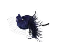 Healeved 1 Pz Cappello a cilindro velo da sposa Signore cappelli da donna Accessori mini cappello nozze copricapo di velo a rete cappello in maschera per feste di festival piuma Blu