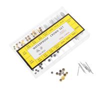 Healeved 1 Scatola Kit Riparazione Orologi con Corone e Steli in Rame con Finiture Set Accessori Professionale con Scatola Portatile per Sostituzione e Orologi Varie