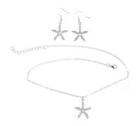 Healeved 1 Set Collana Per Orecchini a Stella Penzolare Orecchini Di Stelle Marine Gioielli Stella Gioielli Eleganti Collana a Forma Di Stella Orecchino Creativo Gioielli Da Donna Arancia