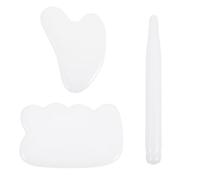 Healeved 1 Set Da 3 Pezzi Tavola Di Massaggio Per La Scheda Multiplo Asse Jade Face Roller Tavola Di Demolizione Piastra Raschiante Tavola Raschiante Bianca