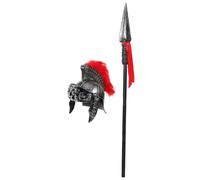 Healeved 1 set di elmo da guerriero romano medievale con pennacchio, cappello da cavaliere vintage con per cosplay, accessori per costumi di Halloween e oggetti di scena per spettacoli (argento)