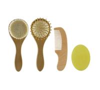 Healeved 1 Set Di Spazzola Per Neonati Portatile Con Pettine Pratica Spazzola in Lana Per Il Bagnetto Dei Neonati Manico in Legno Delicata Del Cuoio Capelluto Per Neonati