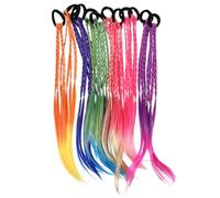 Healeved 12 pezzi di extension per capelli intrecciati per bambini - trecce finte per coda di cavallo - extension per coda di cavallo con elastici per cosplay, festival, carnevale