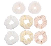 Healeved 12pezzi Furry Hair Scrunchies Elastic Hair Bands for Women Soft Plush Ponytail Holders Corduroy and Striped Dots for Daily Use Parties and Festivals