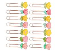 Healeved 14 Pezzi Fermagli Segnalibro a Forma di Fiore in Metallo, Clip Decorative per Ufficio e Scuola, Porta-pagina Graffette Floreali per Organizzazione Documenti e Studio