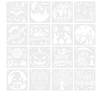 Healeved 16 Fogli Stencil da Disegno Delicato per Halloween in Pet Bianco Riutilizzabile Lunga Durata per Pittura Murale e Decorazioni Fai da Te