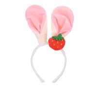 Healeved 1pezzi Adorable Ear Hairband for Makeup and Photography Cute Strawberry Bunny Ears Headband Fun Cartoon Hair Accessory for Women and Kids