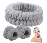 Healeved 1set Fascia Per Viso e Braccialetti Per Spa Accessori Per Makeup Pulizia Viso e Doccia Comodi e Traspiranti Include Fascia e Bracciali