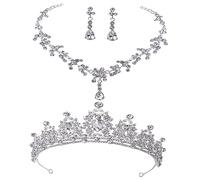 Healeved 1Set Sposa Con Tiara Collana Per Matrimonio Accessori Per Bride Con Design e Materiali