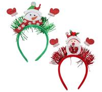 Healeved 2 fasce elastiche per le feste: regalo di Natale per riempire la calza della Befana, fiocco di neve, Babbo Natale, cerchietto per capelli in plastica per donne, costume di Capodanno per