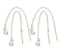 Healeved 2 Paia di Orecchini Pendenti di Perle da Donna Lunghi Pendente a Catena in Lega Lucida Eleganti per Occasioni Formali e Uso Quotidiano