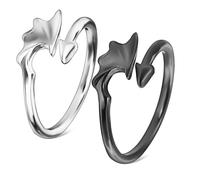 Healeved 2 Pezzi Anelli Regolabili in Lega Anelli Moda Spirito e Diavolo Design Aperto Accessorio Elegante per Tutte le Dita Uomo Donna