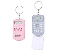 Healeved 2 Pezzi Calcolatrice Mini Portatile a Cartone Animato in Plastica Funzioni di Moltiplicazione e Sottrazione, Portachiavi per Zaino o Cintura, per Studenti e Amici