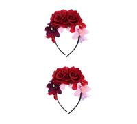 Healeved 2 Pezzi Cerchietto Day Of The Dead con Fiori Artificiali per Halloween Accessorio Costume e Confortevole per Feste Tema