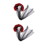 Healeved 2 Pezzi Cerchietto Halloween con in Fascia con Rosa e per Feste Of The Dead Accessorio Costume per Donne e Party