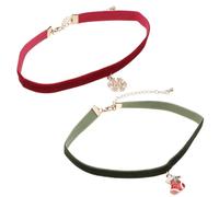 Healeved 2 pezzi Collana Choker Natalizia con Ciondoli Campanella e Decorazioni Xmas Gioielli Ornamentali in Velluto Rosso e Verde per Festa e Regalo di Natale