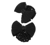 Healeved 2 pezzi Copertura per Chignon con Rete e Nastro Nero Fermaglio per Capelli Donna Professionale Accessorio Elegante per Uniformi Ufficio Hotel e Banche Fissa e Modella Acconciature
