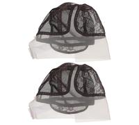 Healeved 2 pezzi Cuffia per parrucca in rete elasticizzata - Cuffia regolabile in pizzo con coulisse elastica - Copertura completa invisibile con riga laterale destra per la creazione di parrucche,