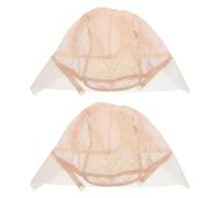 Healeved 2 pezzi Cuffia per parrucca in rete elasticizzata - Cuffia regolabile in pizzo con coulisse elastica - Copertura completa invisibile con riga laterale destra per la creazione di parrucche,