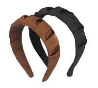 Healeved 2 pezzi Fasce per Capelli Larghe in Tessuto Cerchietti Donna Leggeri e Morbidi per Viso Trucco e Sport Accessori Moda Eleganti in Nero e Caffè