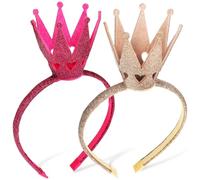 Healeved 2 pezzi Fascia Corona per Bambine Cerchietto con Glitter per Feste Compleanni e Cosplay Accessori Capelli Principessa per Ragazze